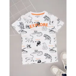 Pantaloons Junior Boys White Cotton Printed T-Shirts-picture-45