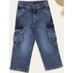 Pantaloons Junior Boys Wide Leg Mid-Rise Low Distress Light Fade Jeans-picture-46