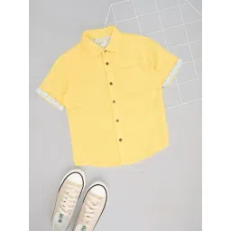 Pantaloons Junior Boys Yellow Cotton Solid Shirt-picture-23