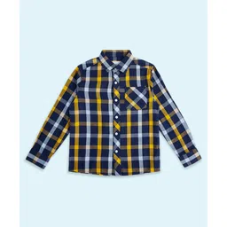 Pantaloons Junior Cotton Full Sleeves Checked Shirt - Navy Blue-picture-17