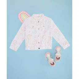 Pantaloons Junior Cotton Full Sleeves Floral Printed Jacket - White-picture-24