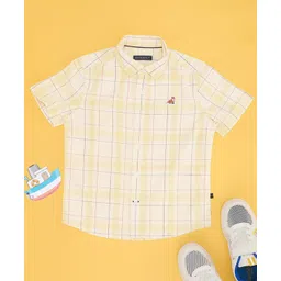 Pantaloons Junior Cotton Half Sleeves Checked Shirt - Light Yellow-picture-20
