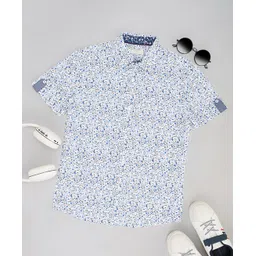 Pantaloons Junior Cotton Half Sleeves Floral Printed Shirt - Blue-picture-23