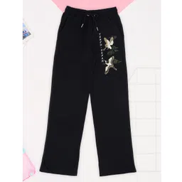 Pantaloons Junior Cotton Knit Birds & Clouds Printed Pant - Black-picture-29