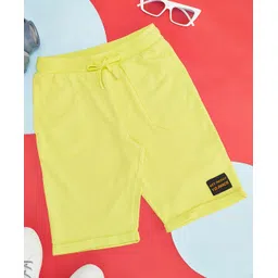 Pantaloons Junior Cotton Knit Get Ready To Race Text Patch Detailed Shorts - Limegreen-picture-27