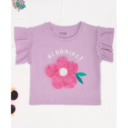 Pantaloons Junior Cotton Knit Half Frill Sleeves Floral Embroidered Top - ilac-picture-28