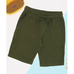 Pantaloons Junior Cotton Knit Ribbed Shorts - Olive Green-picture-23