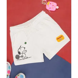 Pantaloons Junior Cotton Peanuts Featuring Snoopy Printed Shorts - White-picture-24