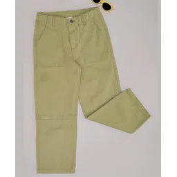Pantaloons Junior Cotton Solid Pant - Olive Green-picture-28