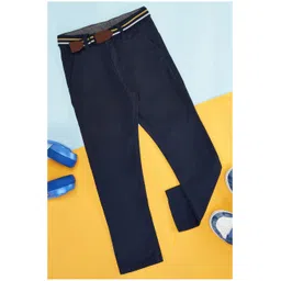 Pantaloons Junior Cotton Solid Trousers - Navy Blue-picture-13