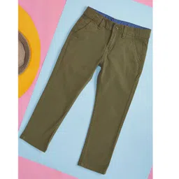 Pantaloons Junior Cotton Solid Trousers - Olive Green-picture-22