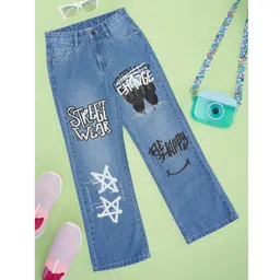 Pantaloons Junior Cotton Typography Printed Jeans - Sky Blue-picture-25