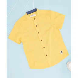 Pantaloons Junior Cotton Woven Half Sleeves Solid Shirt - Yellow-picture-37