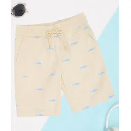 Pantaloons Junior Cotton Woven Sharks Printed Shorts - Cream-picture-29