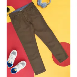 Pantaloons Junior Cotton Woven Solid Pant - Olive Green-picture-30