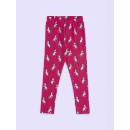 Pantaloons Junior Fuchsia Pink Cotton Printed Leggings-picture-46