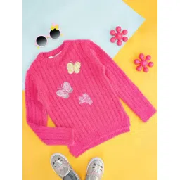 Pantaloons Junior Fuchsia Pink Embellished Full Sleeves Sweater-picture-45