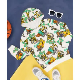 Pantaloons Junior Full Sleeves Animals Face Detailed Hoodie - White-picture-13