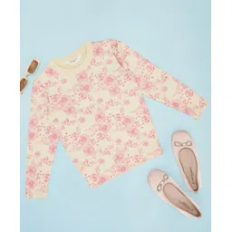 Pantaloons Junior Full Sleeves Floral Designed Sweater - Off White & Pink-picture-37