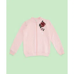 Pantaloons Junior Full Sleeves Placement Floral Embroidered Cotton Jacket - Pink-picture-11
