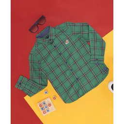 Pantaloons Junior Full Sleeves Tartan Plaid Checked  Shirt - Green-picture-12