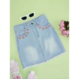 Pantaloons Junior Girls Arctic Ice Cotton Solid Skirts-picture-24