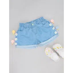 Pantaloons Junior Girls Blue Cotton Solid Shorts-picture-30