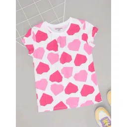 Pantaloons Junior Girls Bright White & Pink Cotton Printed T-Shirts-picture-24