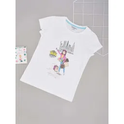 Pantaloons Junior Girls Bright White Cotton Character Based T-Shirts-picture-27