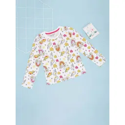 Pantaloons Junior Girls Bright White Cotton Floral Full Sleeves T-Shirts-picture-35
