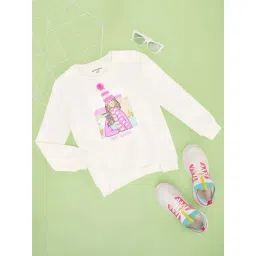 Pantaloons Junior Girls Bright White Cotton Printed Full Sleeves Sweatshirts & Hoodies-picture-42