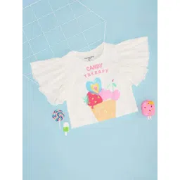 Pantaloons Junior Girls Bright White Cotton Printed T-Shirts-picture-30