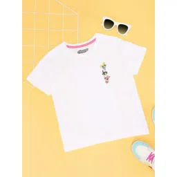 Pantaloons Junior Girls Bright White Cotton Printed T-Shirts-picture-26