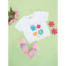 Pantaloons Junior Girls Bright White Cotton Printed T-Shirts-picture-25