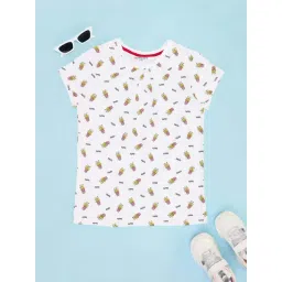 Pantaloons Junior Girls Bright White Cotton Printed T-Shirts-picture-32