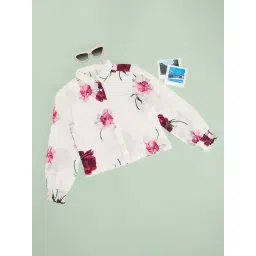 Pantaloons Junior Girls Bright White Floral Full Sleeves Casual Tops & Tees-picture-37