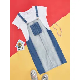 Pantaloons Junior Girls Colourblocked Pure Cotton Pinafore Dress-picture-26