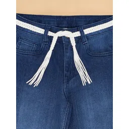 Pantaloons Junior Girls Flared Slash Knee Mid-Rise Cotton Light Fade Jeans image 4