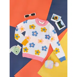 Pantaloons Junior Girls Floral Printed Acrylic Pullover-picture-25