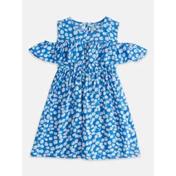Pantaloons Junior Girls Floral Printed Cold-Shoulder Fit & Flare Dress-picture-36