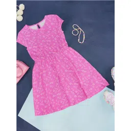 Pantaloons Junior Girls Floral Printed Cotton A-Line Dress-picture-35