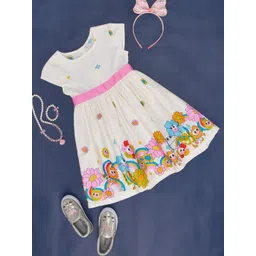 Pantaloons Junior Girls Floral Printed Cotton Fit and Flare Dresses-picture-37