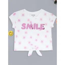 Pantaloons Junior Girls Floral Printed Drop-Shoulder Sleeves Cotton Regular Fit T-shirt-picture-24