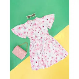 Pantaloons Junior Girls Floral Printed Flared Sleeves Cotton Fit & Flare Dress-picture-40