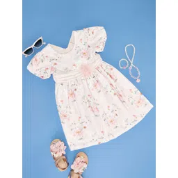 Pantaloons Junior Girls Floral Printed Flutter Sleeve Fit & Flare Dress-picture-41