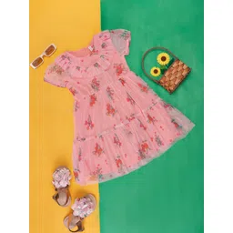 Pantaloons Junior Girls Floral Printed Puff Sleeves Tiered Cotton Fit & Flare Dress-picture-38