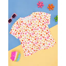 Pantaloons Junior Girls Floral Printed Round Neck Short Sleeves Cotton Regular T-shirt-picture-32