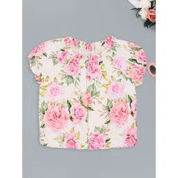 Pantaloons Junior Girls Floral Printed Ruffles Puff Sleeve Regular Cotton Top-picture-27