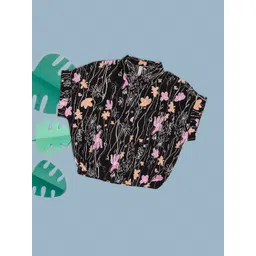Pantaloons Junior Girls Floral Printed Shirt Collar Blouson Crop Top-picture-36