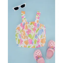 Pantaloons Junior Girls Floral Printed Shoulder Straps Cotton Top-picture-19